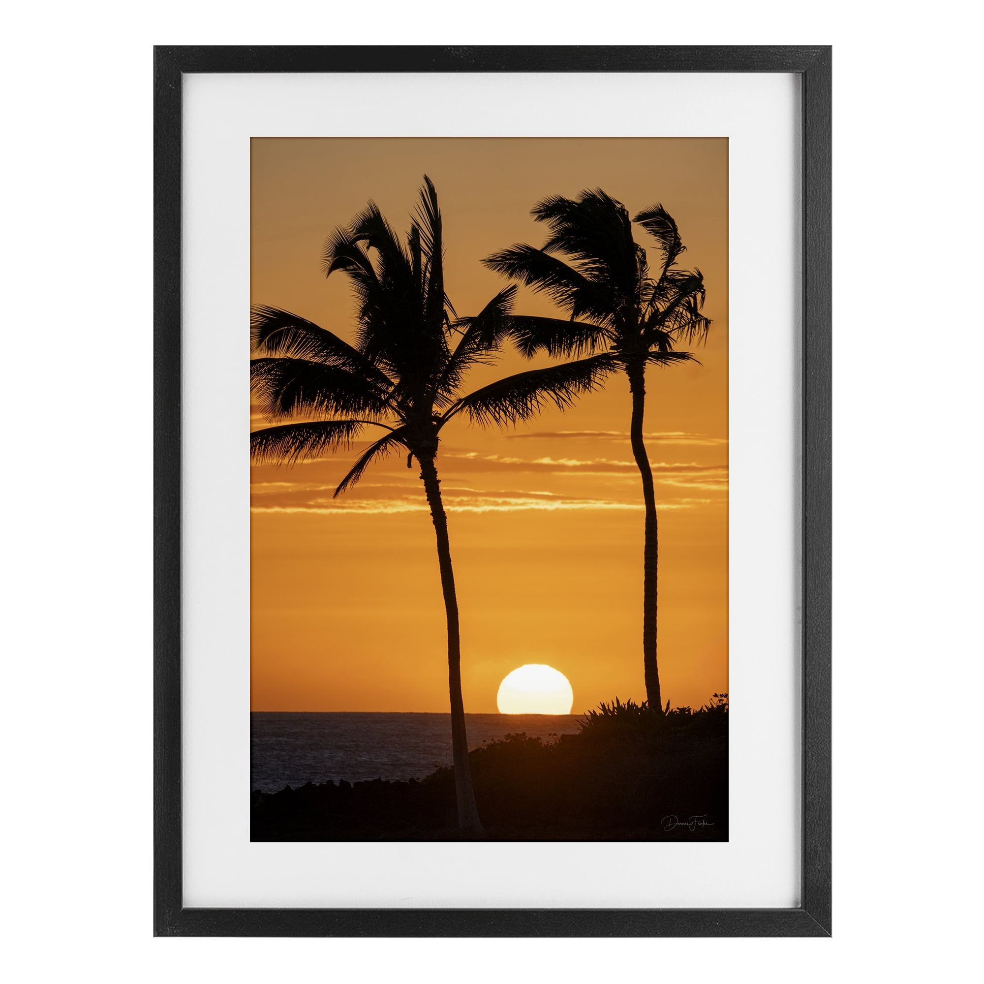 Stupell Industries Sunset Through Palm Trees Black Framed Print Under Glass, design by Dennis Frates
