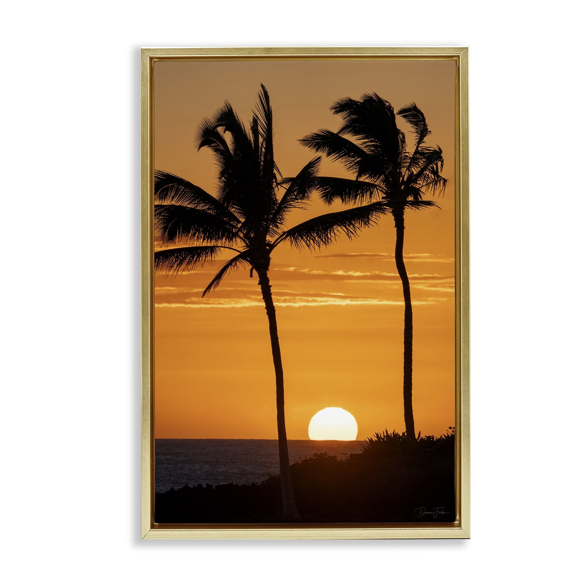 Stupell Industries Sunset Through Palm Trees Gold Framed Floater Canvas Wall Art, design by Dennis Frates