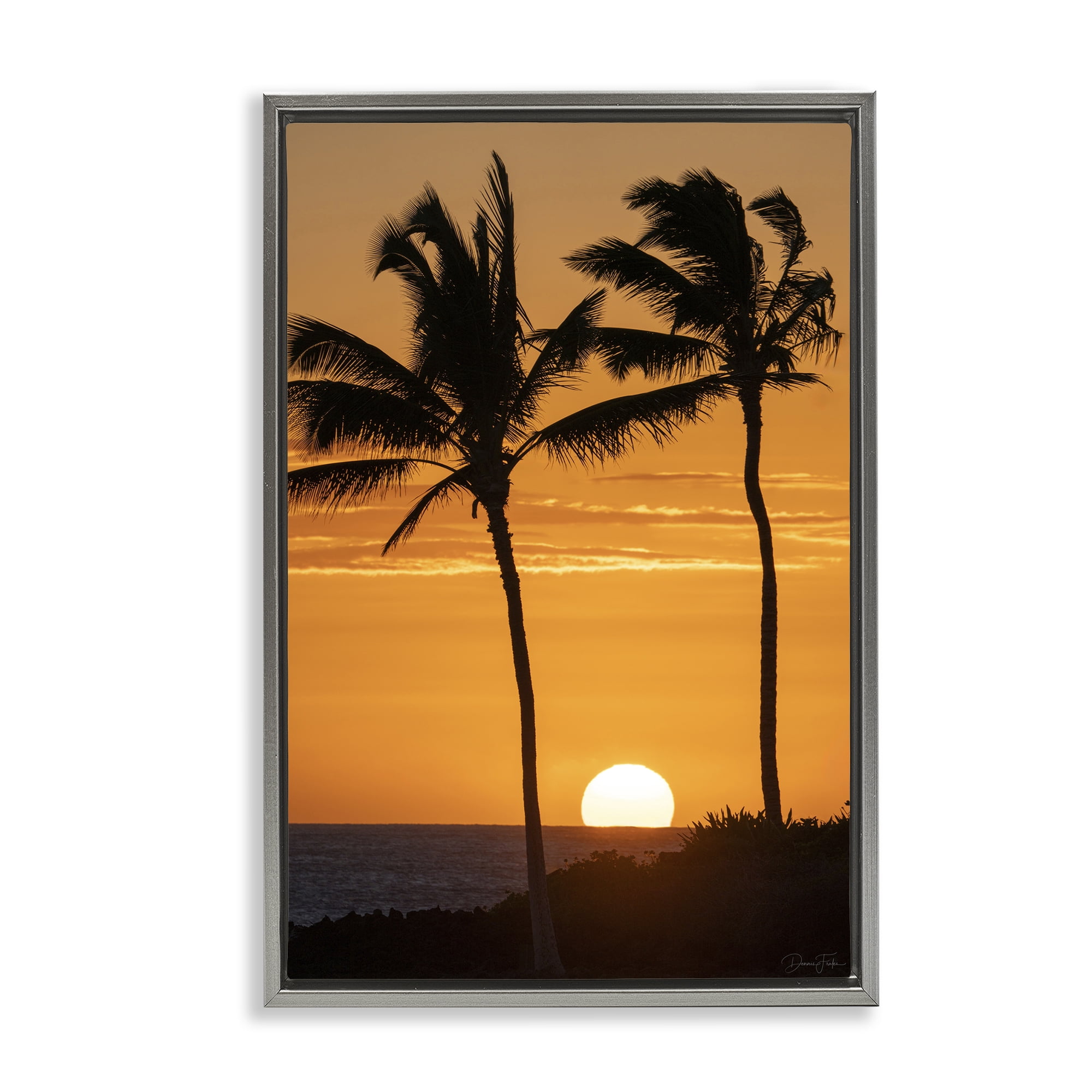 Stupell Industries Sunset Through Palm Trees Gray Framed Floater Canvas Wall Art, design by Dennis Frates