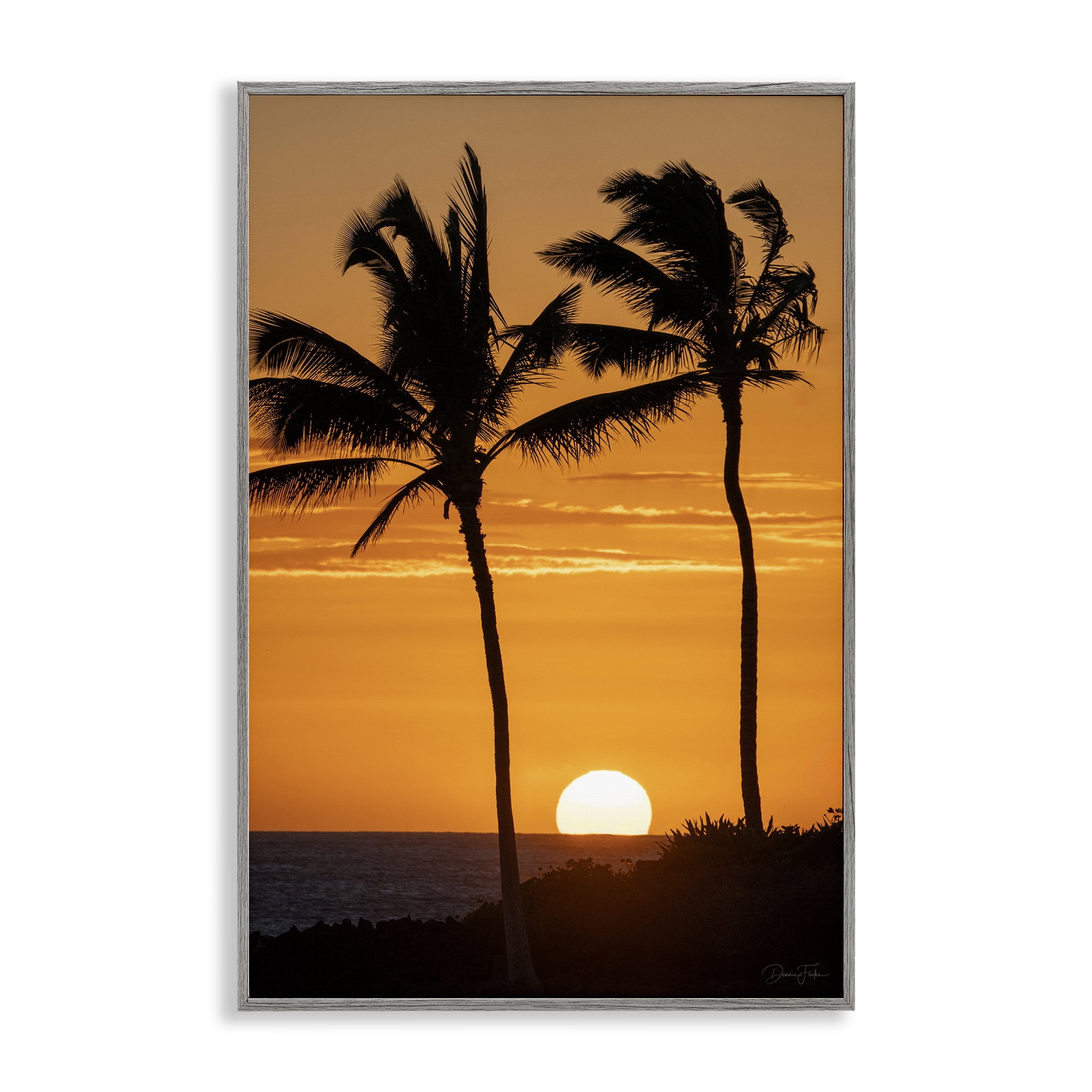 Stupell Industries Sunset Through Palm Trees Gray Framed Giclee Art, design by Dennis Frates