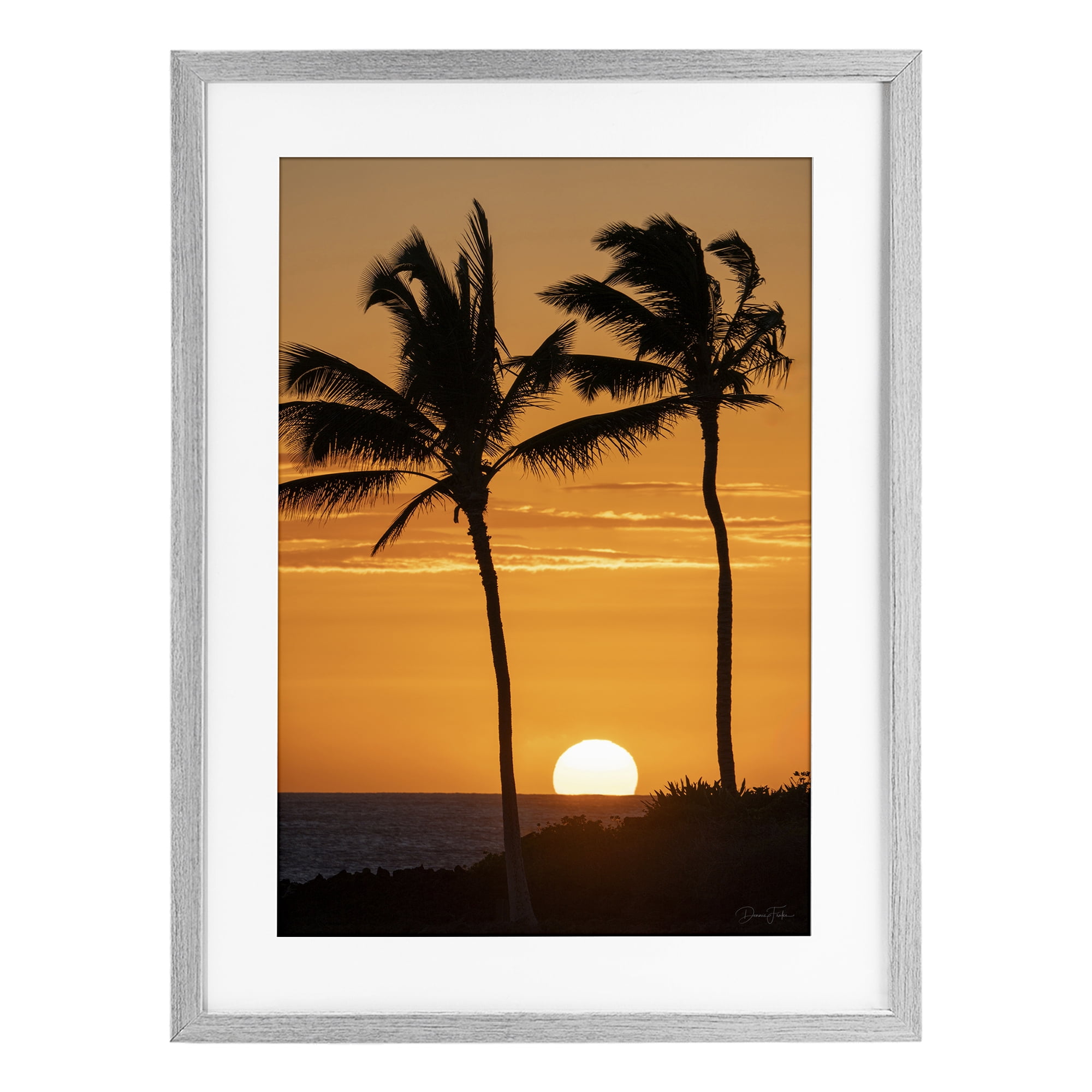 Stupell Industries Sunset Through Palm Trees Gray Framed Print Under Glass, design by Dennis Frates