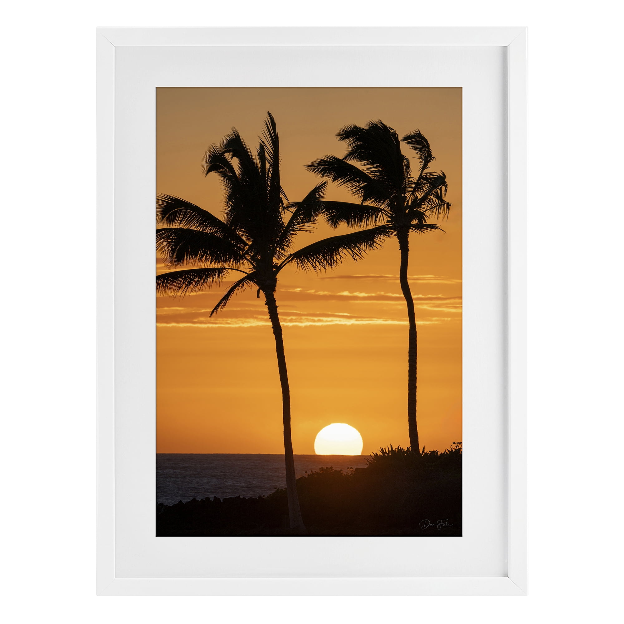Stupell Industries Sunset Through Palm Trees White Framed Print Under Glass, design by Dennis Frates