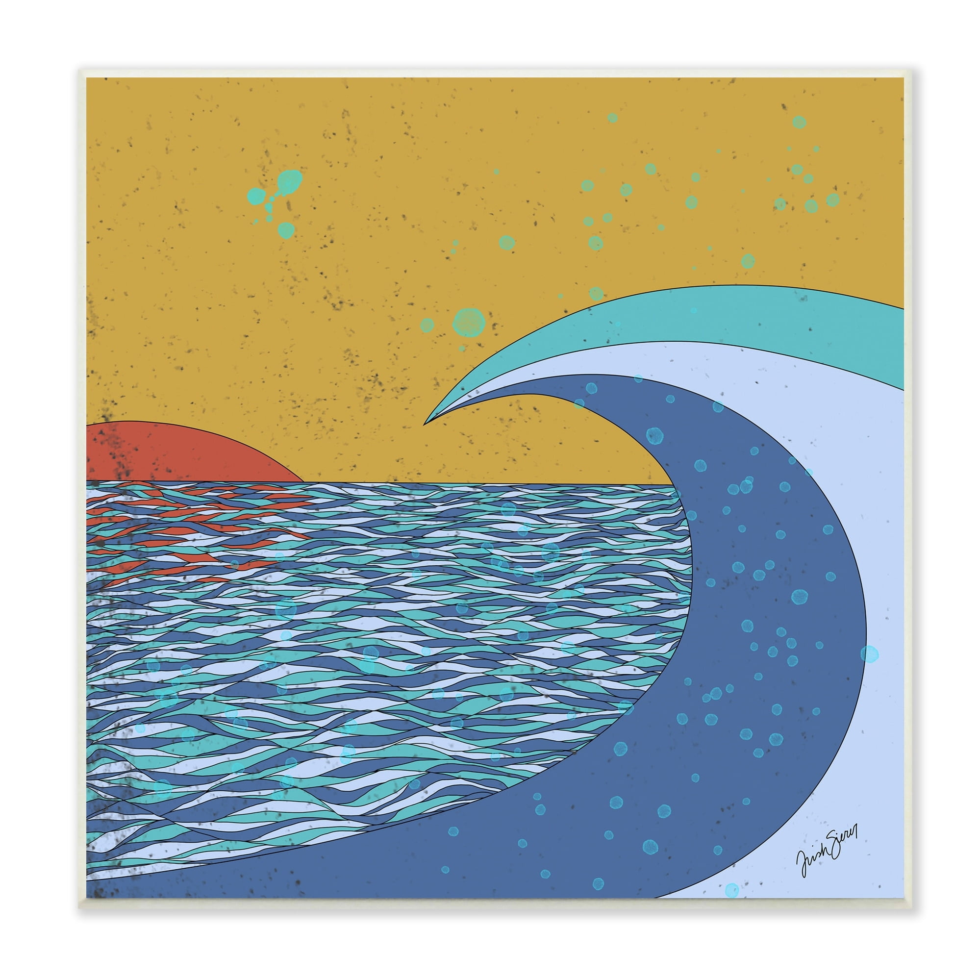Stupell Industries Sunset Tidal Wave Busy Abstract Ocean Horizon Landscape, 12 x 12, Design by Trish Sierer