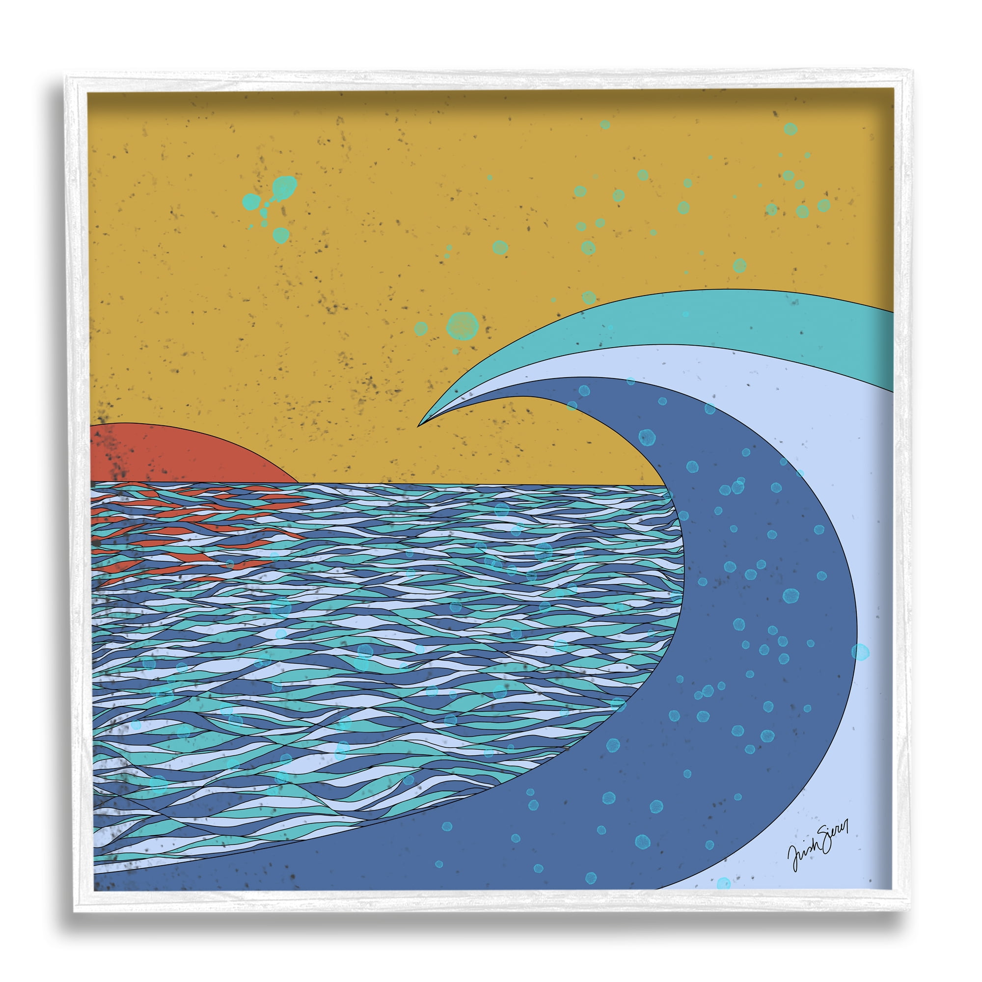 Stupell Industries Sunset Tidal Wave Busy Abstract Ocean Horizon Landscape, 17 x 17, Design by Trish Sierer