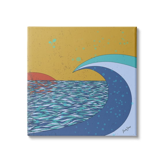 Stupell Industries Sunset Tidal Wave Busy Abstract Ocean Horizon Landscape, 24 x 24, Design by Trish Sierer