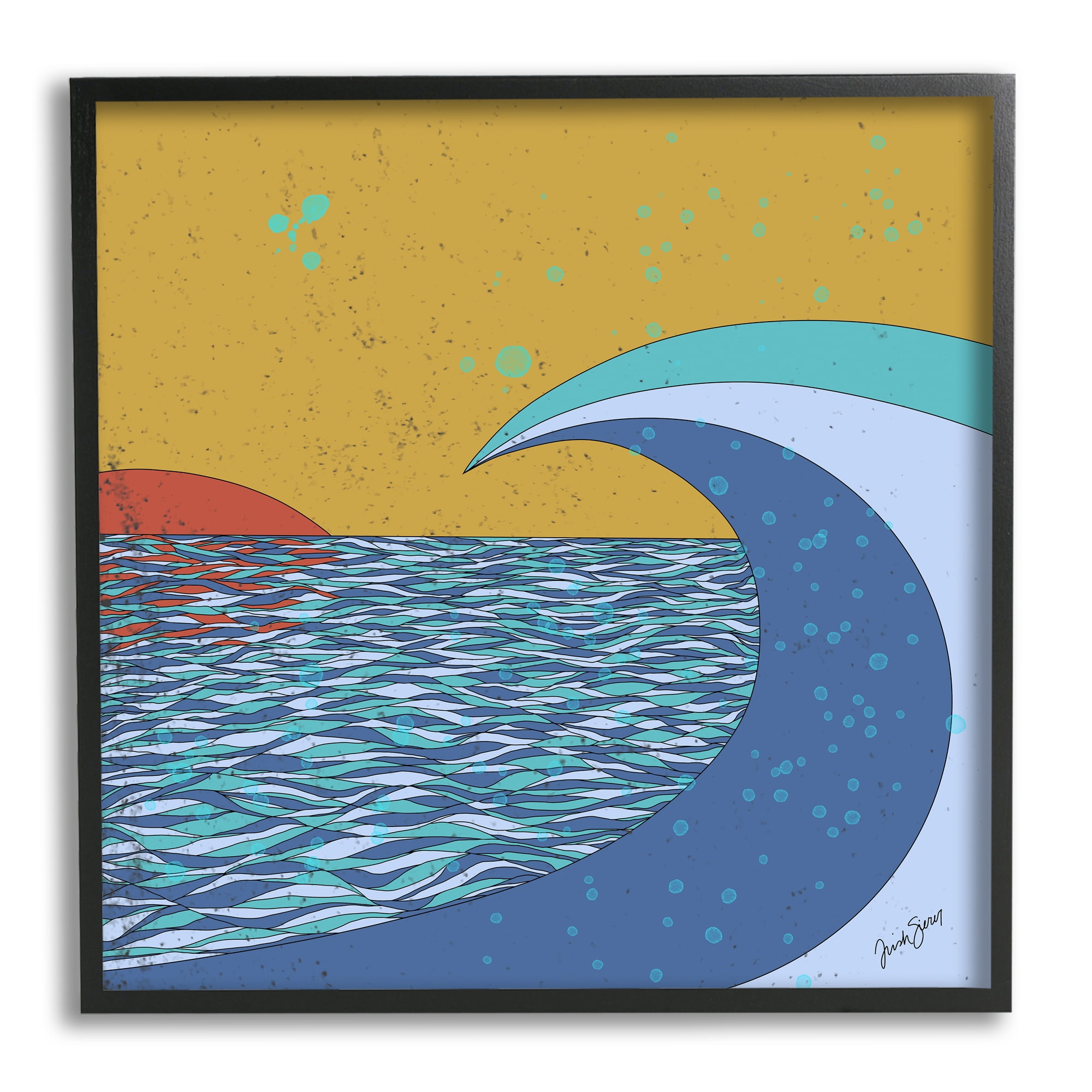 Stupell Industries Sunset Tidal Wave Busy Abstract Ocean Horizon Landscape, 24 x 24, Design by Trish Sierer
