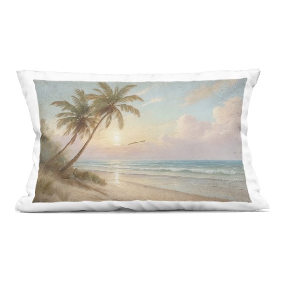 Stupell Industries Sunset View Beach Palms Decorative Printed Throw Pillow design by Kim Allen, 14 x 7 x 20