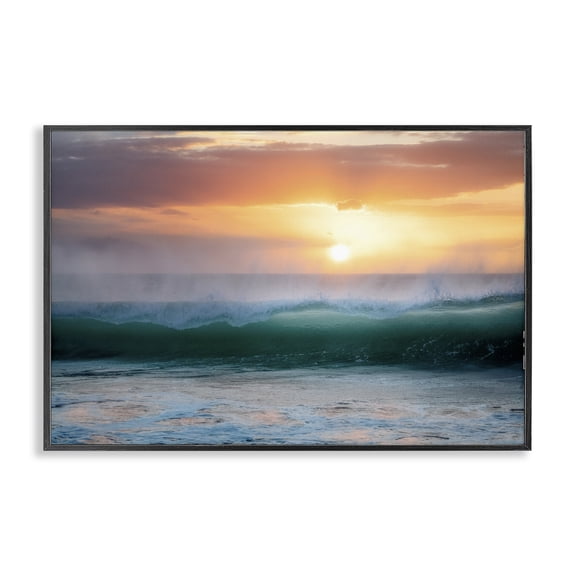 Stupell Industries Sunset & Waves View Black Framed Giclee Art design by Dennis Frates, 12 x 18