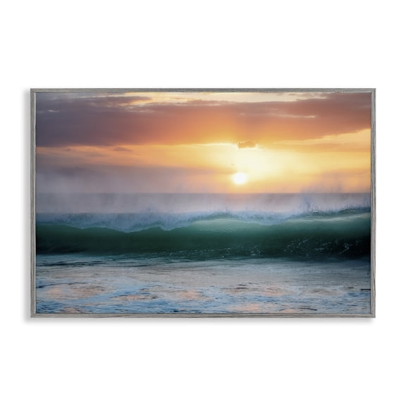 Stupell Industries Sunset & Waves View Gray Framed Giclee Art design by Dennis Frates, 16 x 24