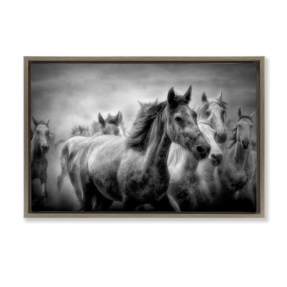 Stupell Industries Sunset Wildlife Horses Brown Framed Floater Canvas Wall Art design by Celebrate Life Gallery, 21 x 31