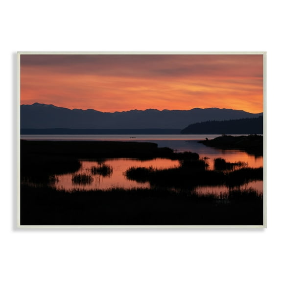 Stupell Industries Sunset over Marsh Land with Mountain Line Landscape Photography Wall Plaque Art Print Wall Art, 10 x 15