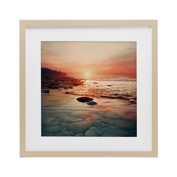 Stupell Industries Sunset over Sea Melodies Birch Framed Print Under Glass design by Lazar Studio, 16 x 16