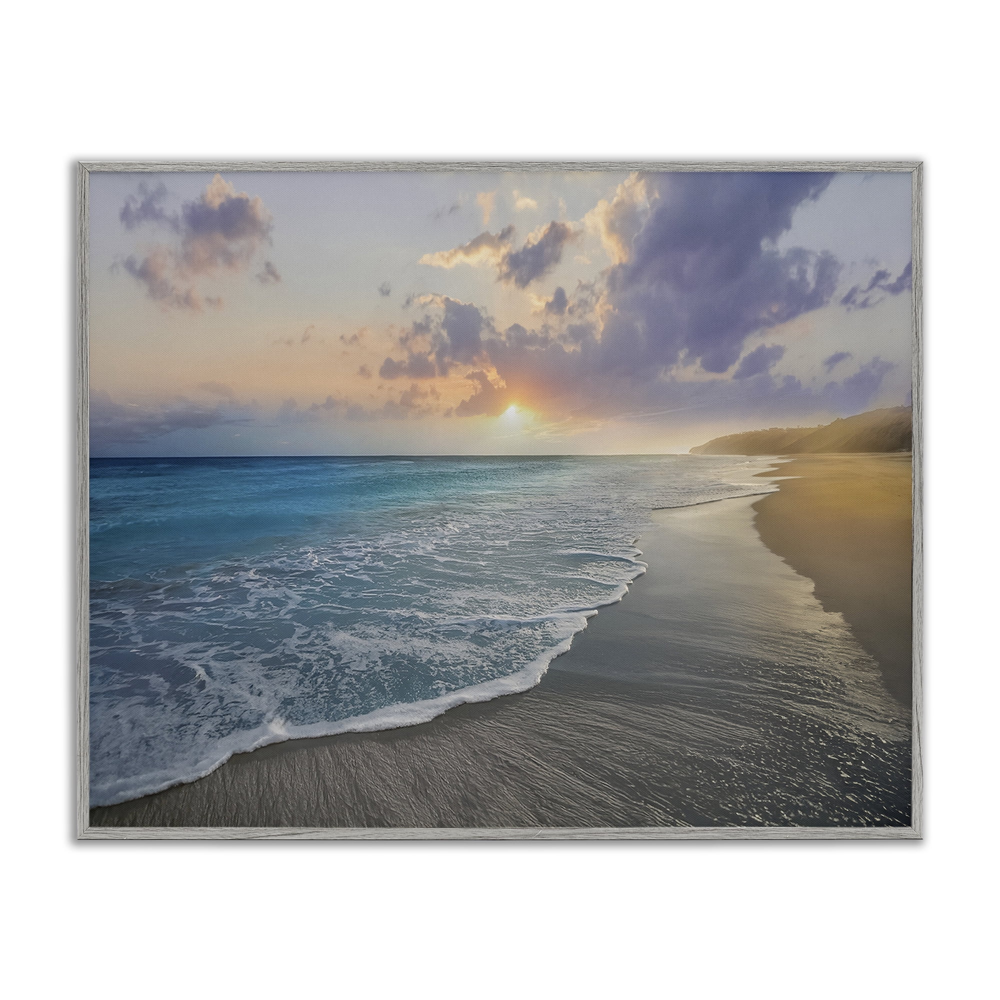 Stupell Industries Sunset over Tranquil Coast Gray Framed Giclee Art, design by Mike Calascibetta