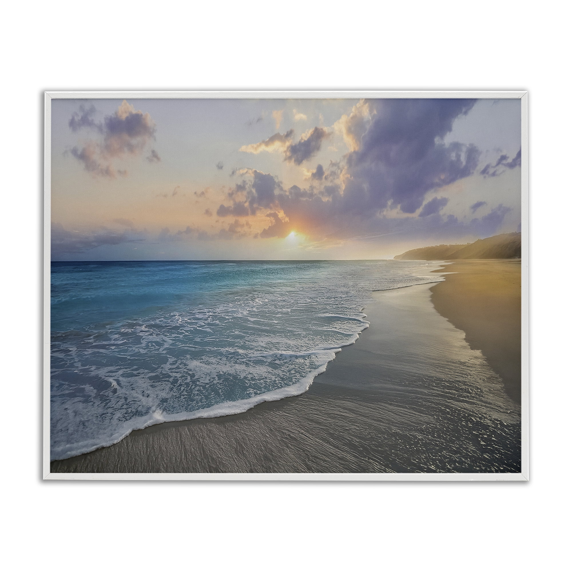 Stupell Industries Sunset over Tranquil Coast White Framed Giclee Art, design by Mike Calascibetta