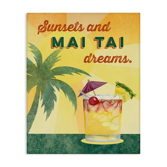 Stupell Industries Sunsets & Mai Tai Dreams Canvas Wall Art design by Brett Blumenthal, 20 x 16