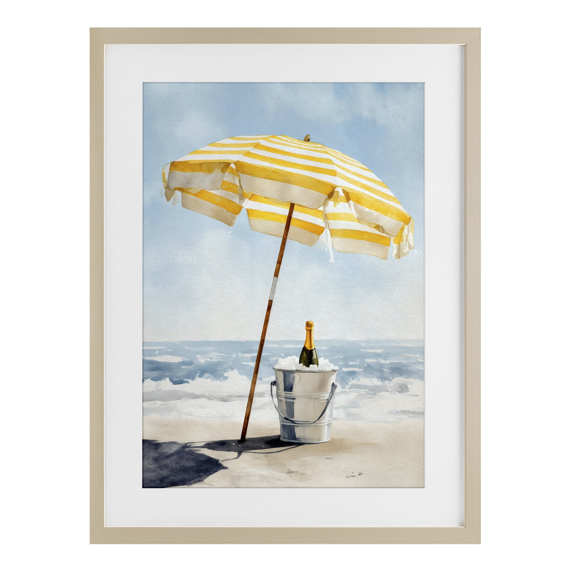 Stupell Industries Sunshine Celebration at Seaside Birch Framed Print Under Glass, design by Petal Prints Design