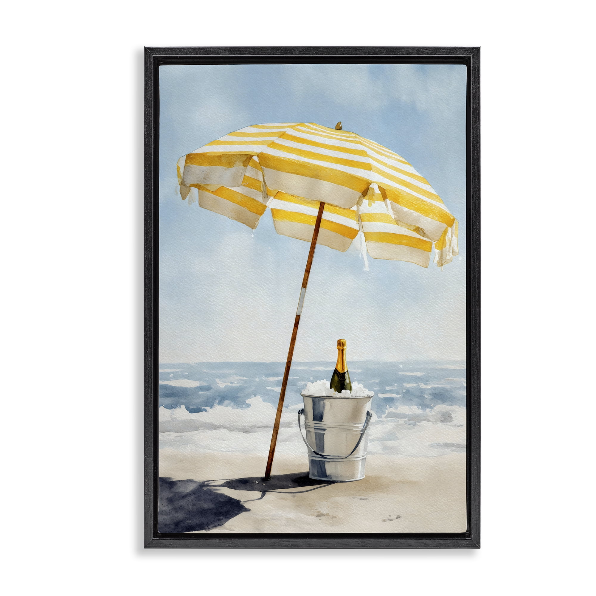 Stupell Industries Sunshine Celebration at Seaside Black Framed Floater Canvas Wall Art, design by Petal Prints Design