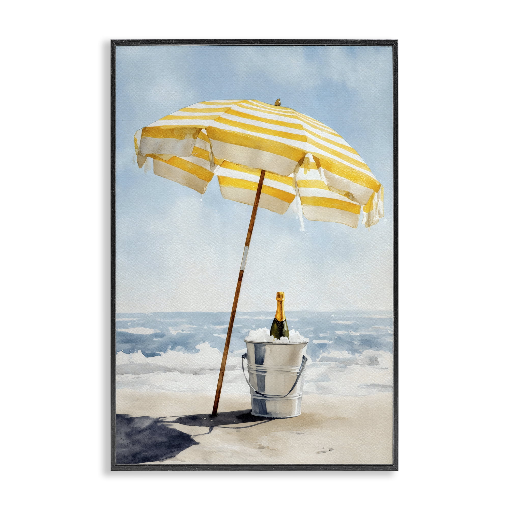 Stupell Industries Sunshine Celebration at Seaside Black Framed Giclee Art, design by Petal Prints Design