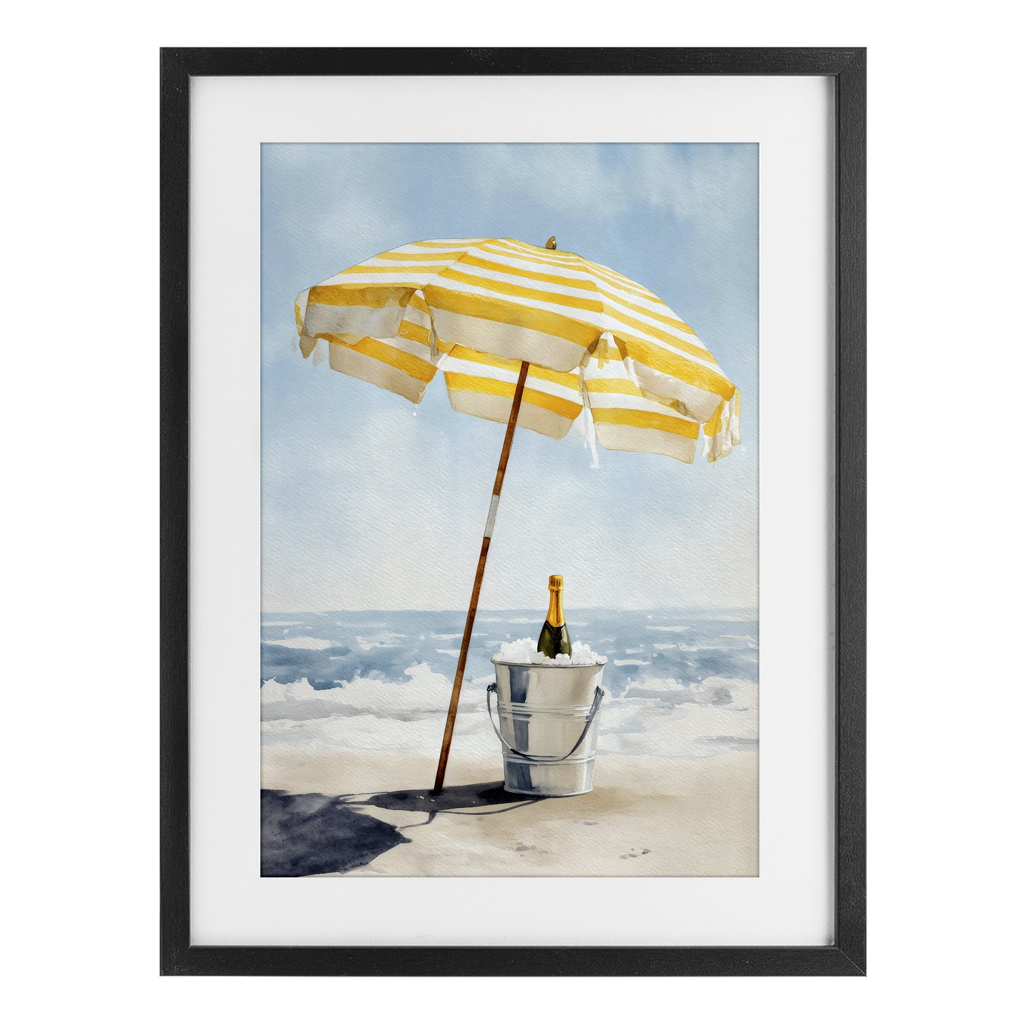 Stupell Industries Sunshine Celebration at Seaside Black Framed Print Under Glass, design by Petal Prints Design