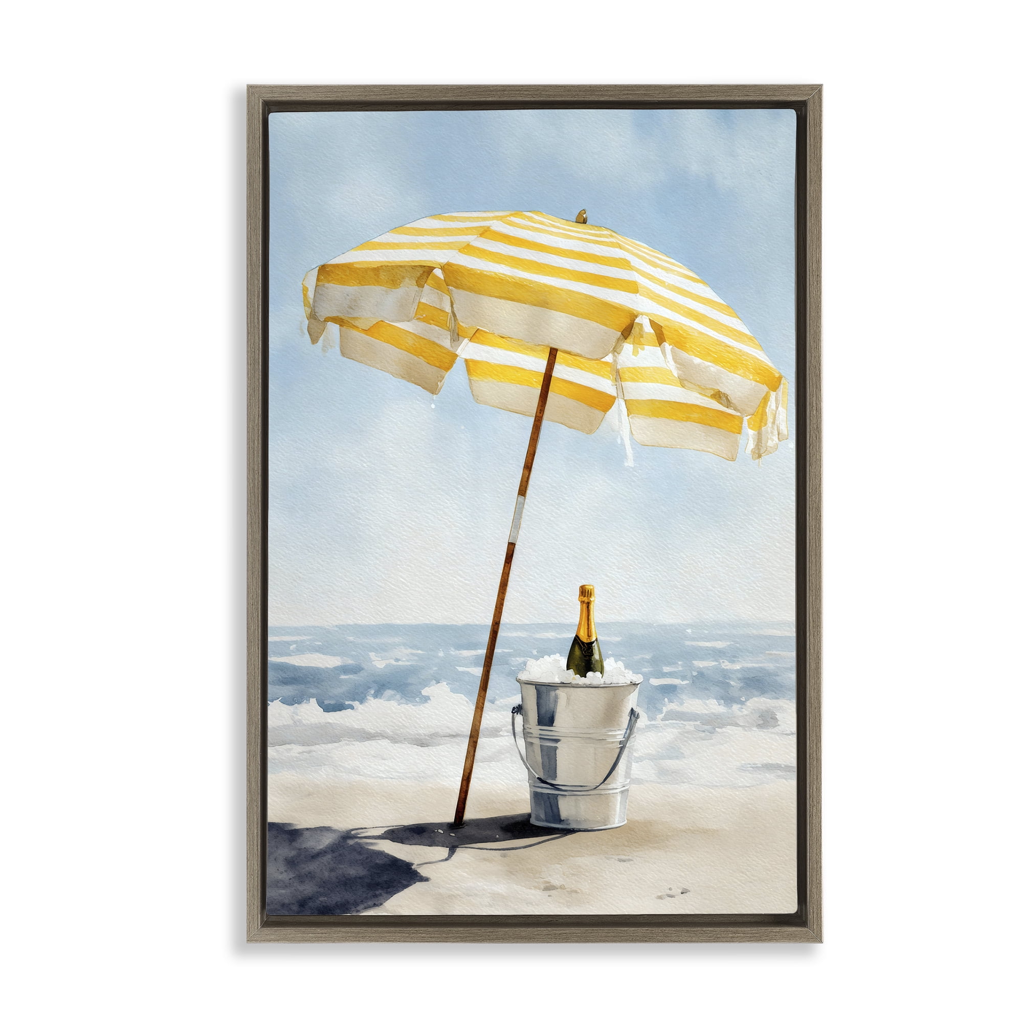 Stupell Industries Sunshine Celebration at Seaside Brown Framed Floater Canvas Wall Art, design by Petal Prints Design