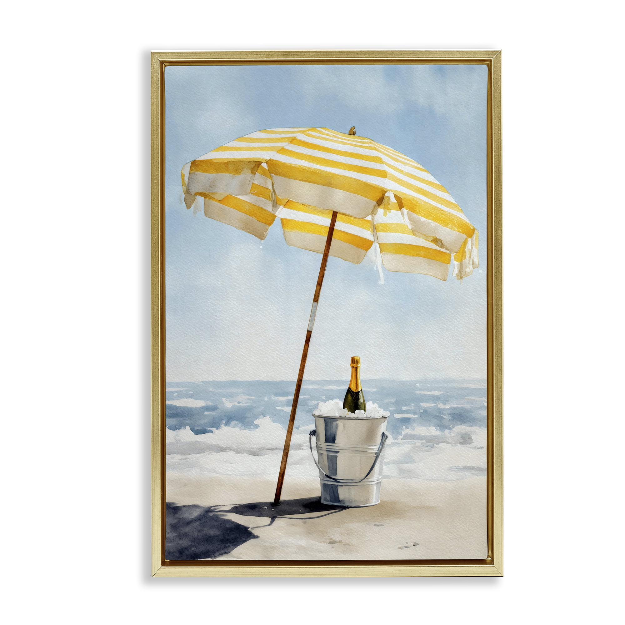 Stupell Industries Sunshine Celebration at Seaside Gold Framed Floater Canvas Wall Art, design by Petal Prints Design