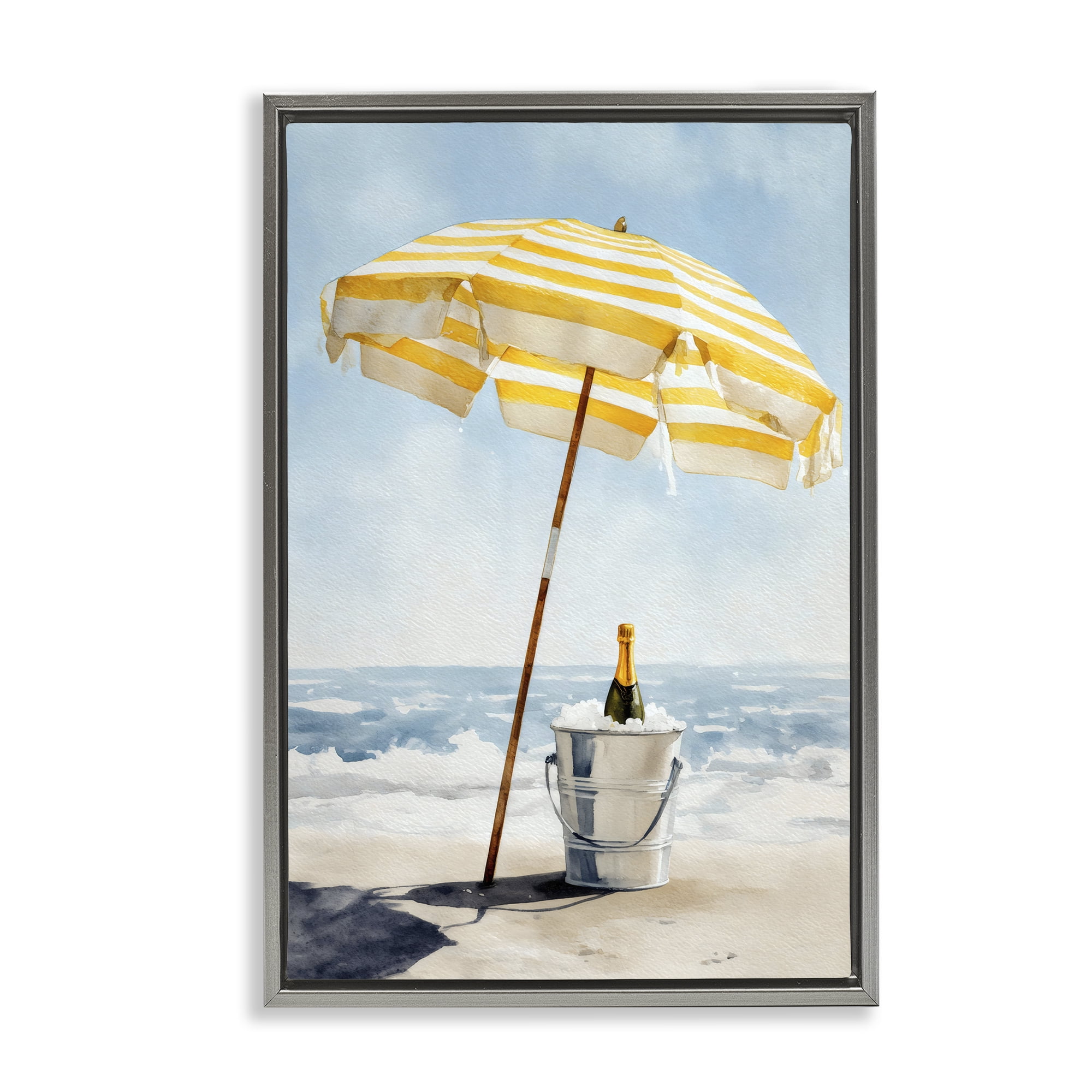 Stupell Industries Sunshine Celebration at Seaside Gray Framed Floater Canvas Wall Art, design by Petal Prints Design