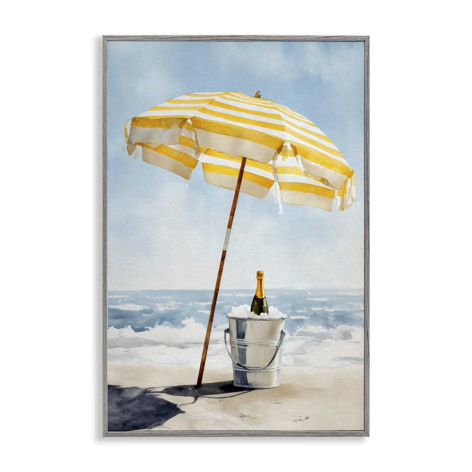Stupell Industries Sunshine Celebration at Seaside Gray Framed Giclee Art, design by Petal Prints Design