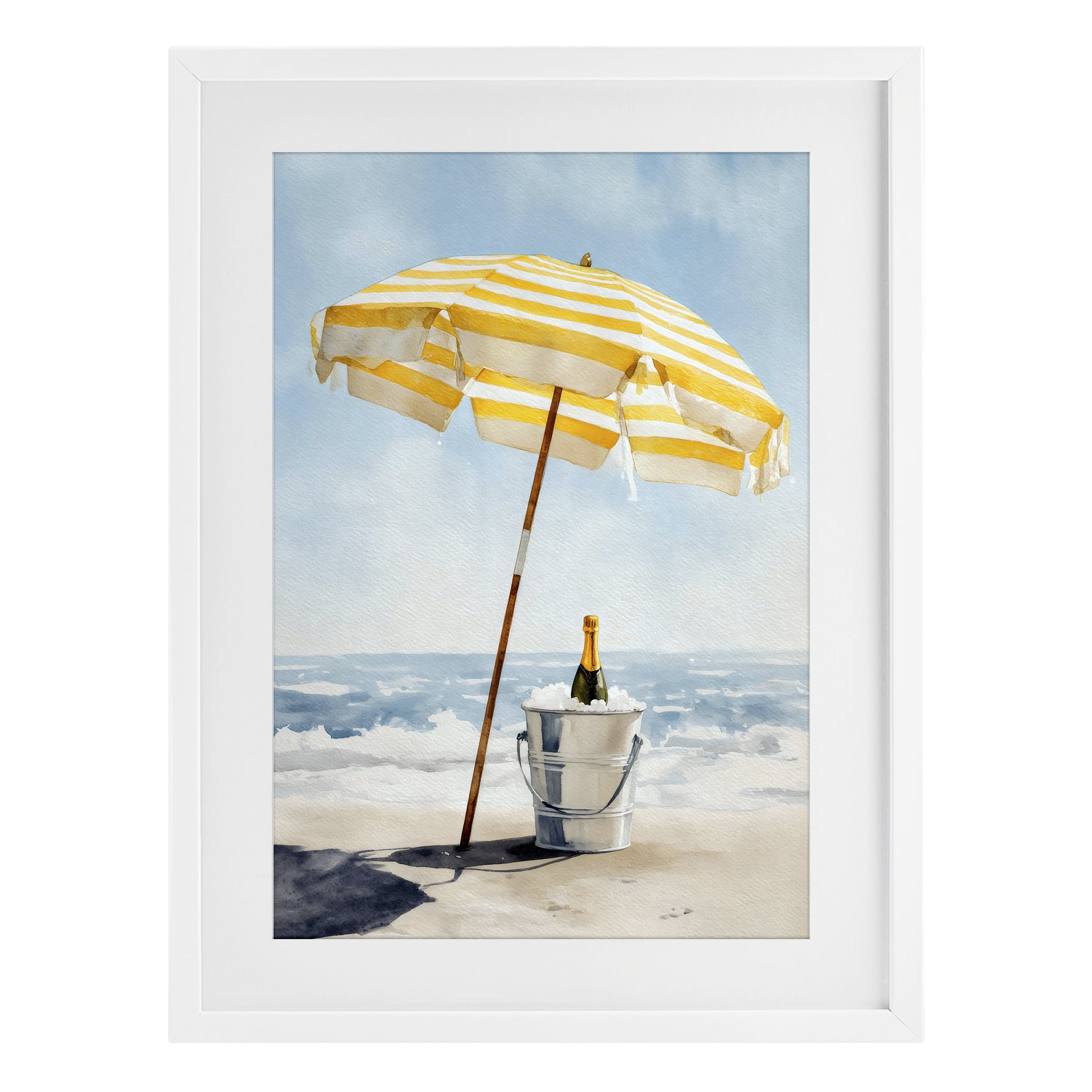 Stupell Industries Sunshine Celebration at Seaside White Framed Print Under Glass, design by Petal Prints Design