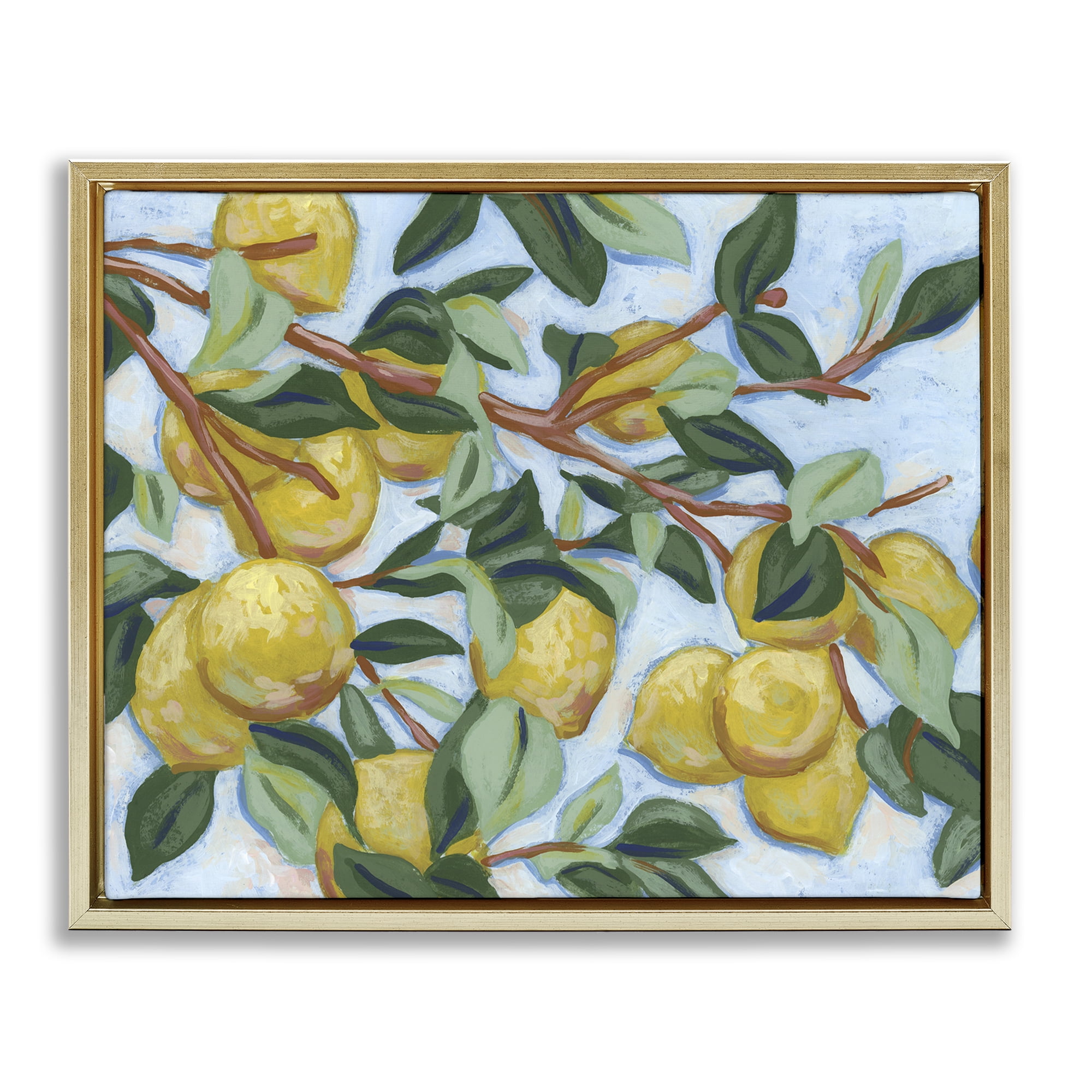 Stupell Industries Sunshine Citrus Tree Gold Framed Floater Canvas Wall Art, design by June Erica Vess