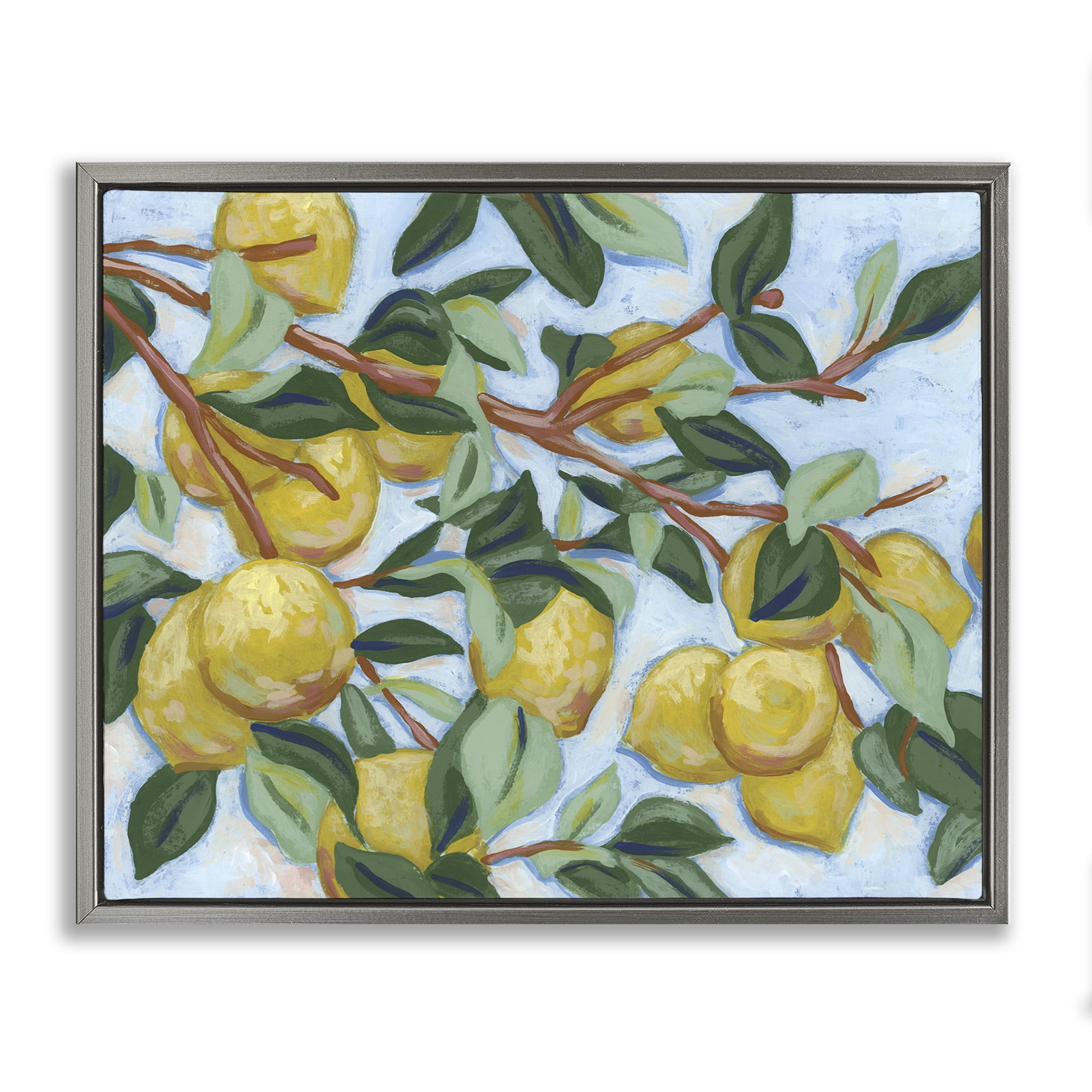 Stupell Industries Sunshine Citrus Tree Gray Framed Floater Canvas Wall Art, design by June Erica Vess