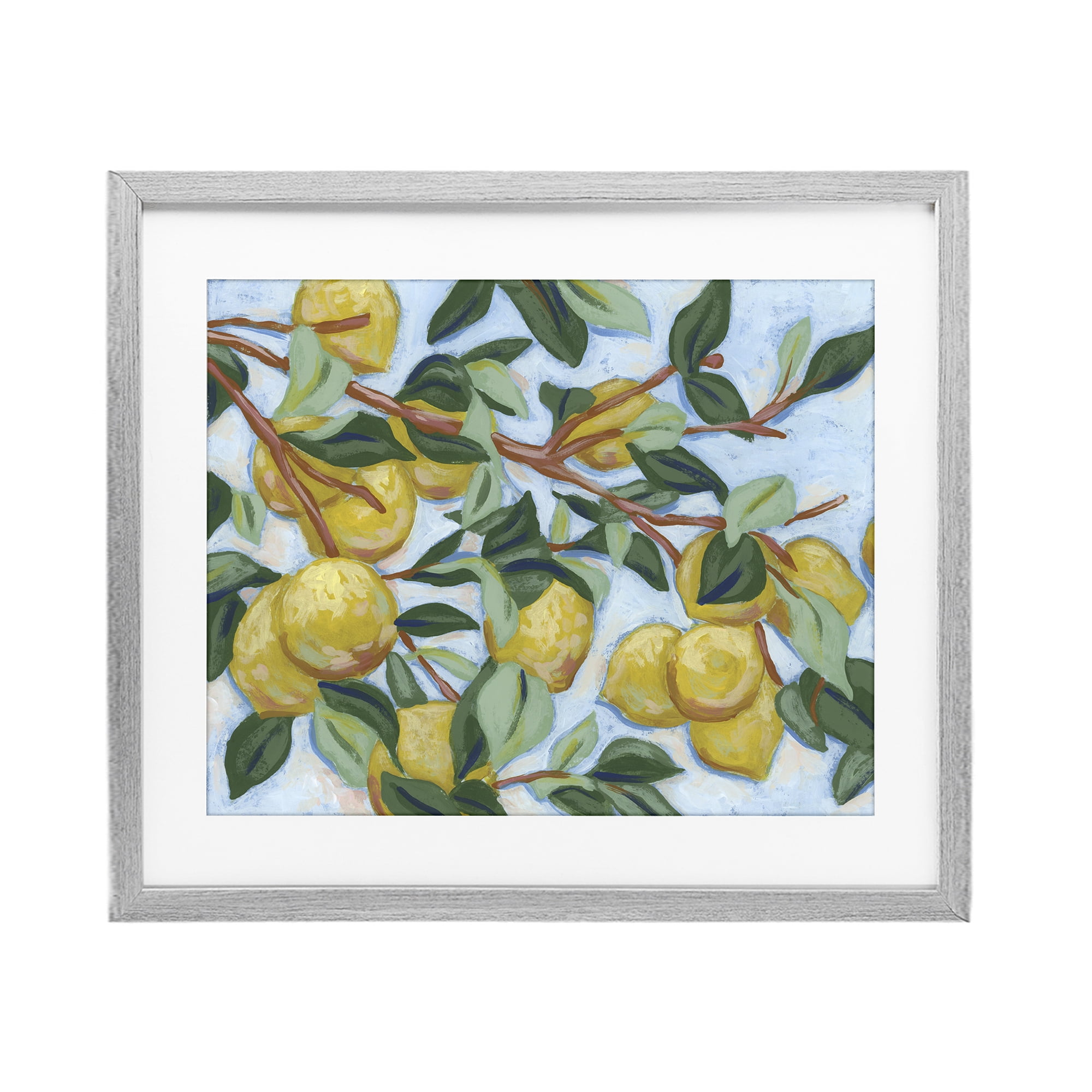 Stupell Industries Sunshine Citrus Tree Gray Framed Print Under Glass, design by June Erica Vess