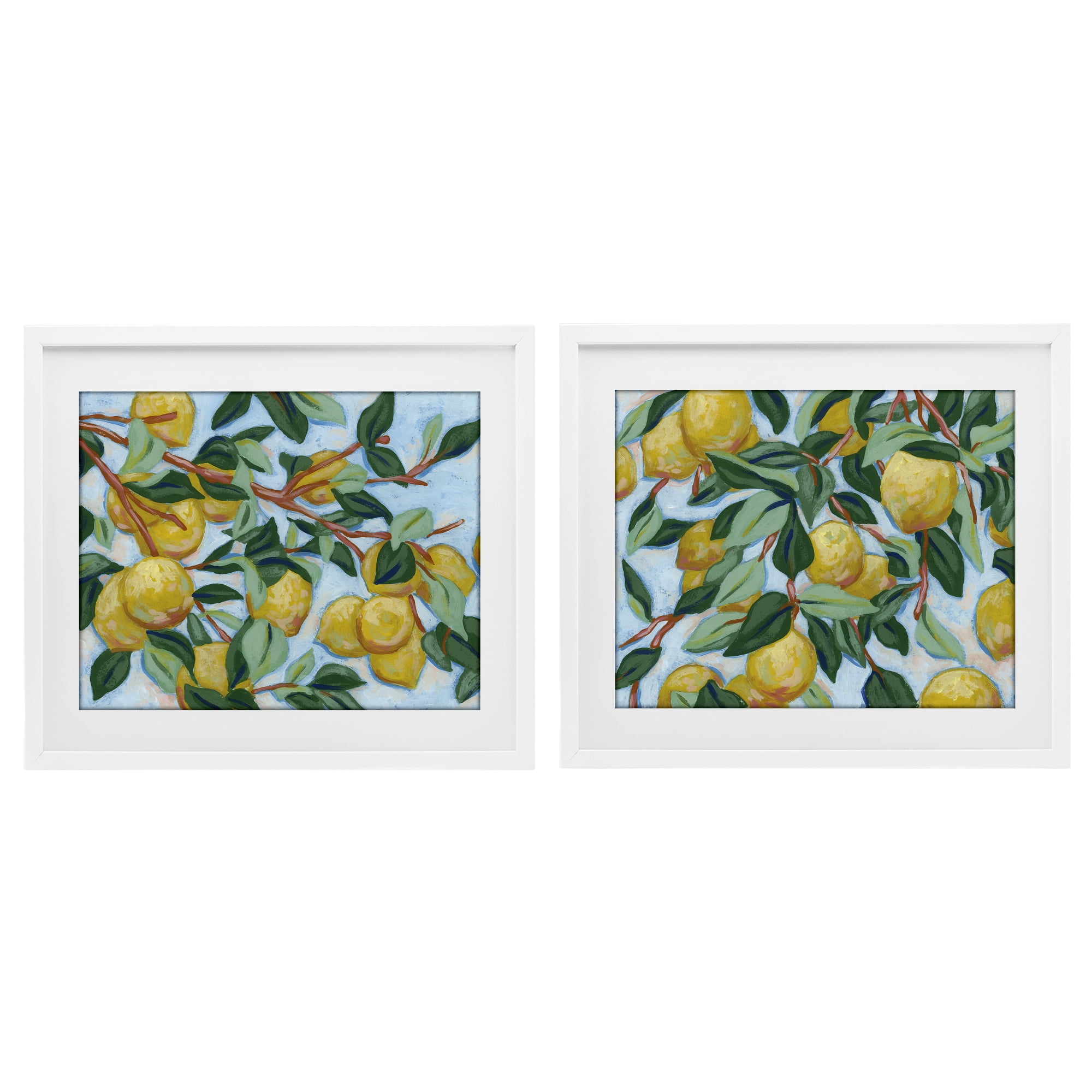 Stupell Industries Sunshine Lemon Tree 2 Piece White Framed Print Under Glass Set, design by June Erica Vess