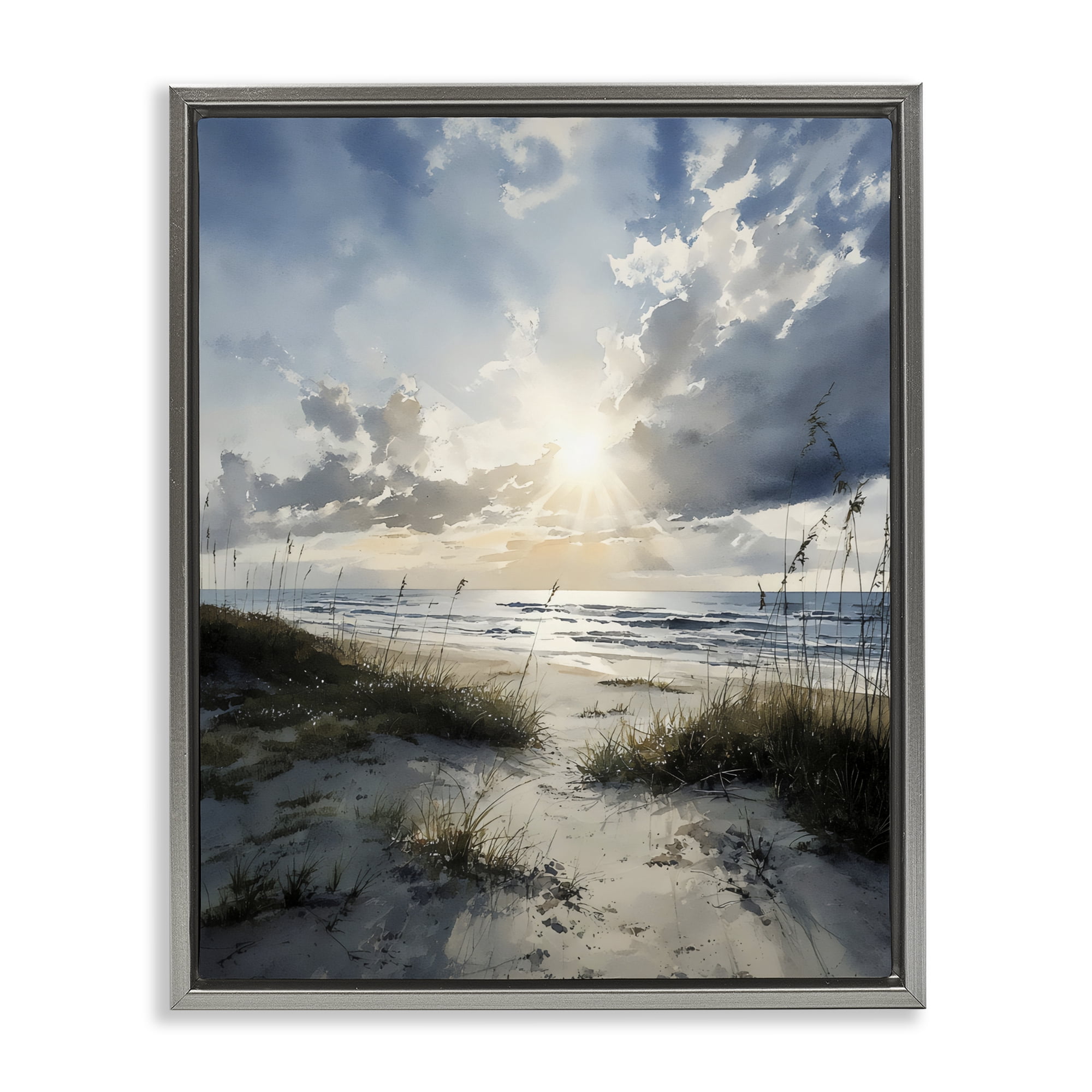 Stupell Industries Sunshine On The Beach Gray Framed Floater Canvas Wall Art, design by Franklyn Gregory