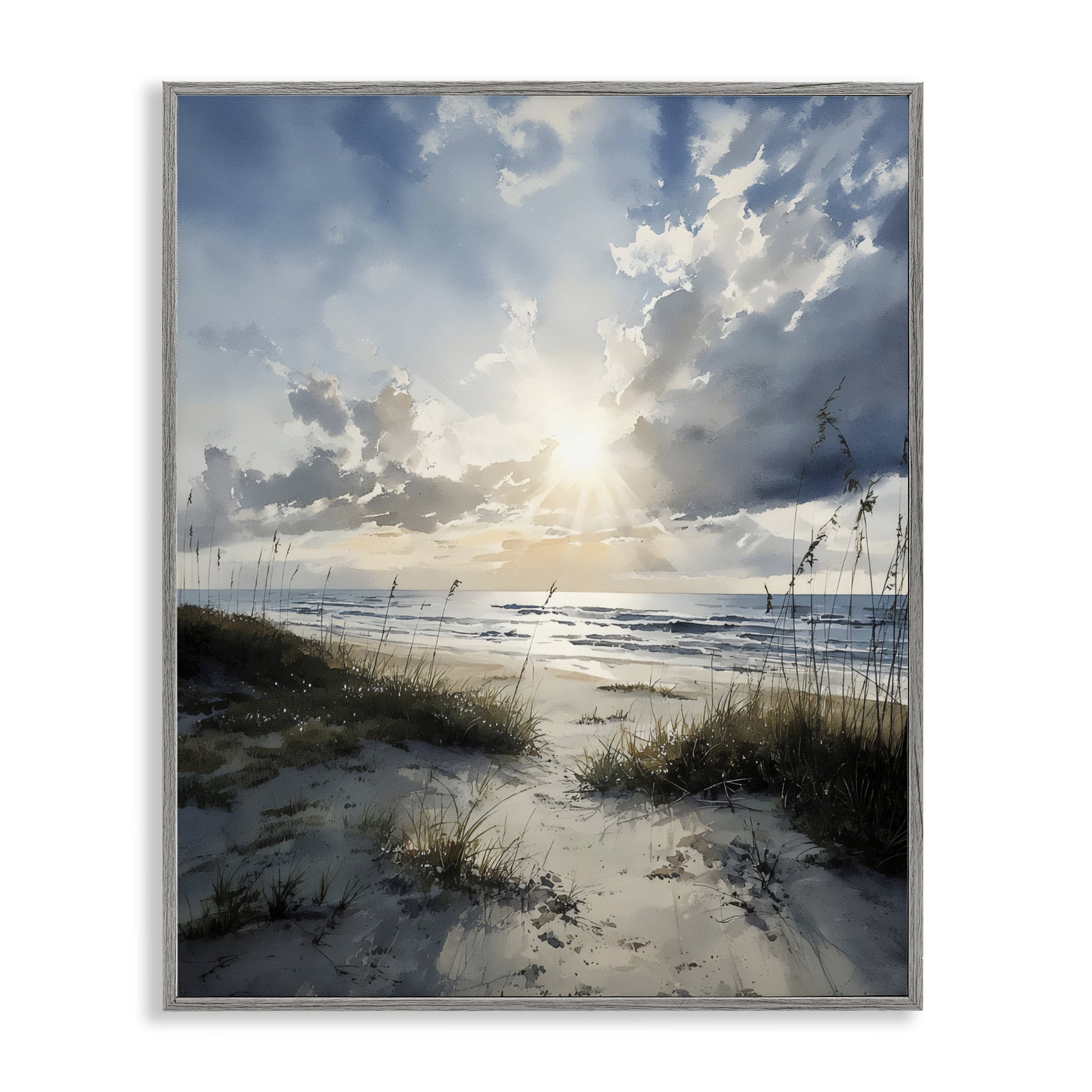 Stupell Industries Sunshine On The Beach Gray Framed Giclee Art, design by Franklyn Gregory