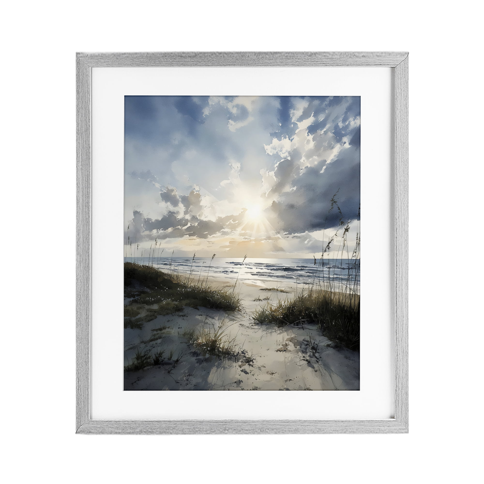 Stupell Industries Sunshine On The Beach Gray Framed Print Under Glass, design by Franklyn Gregory