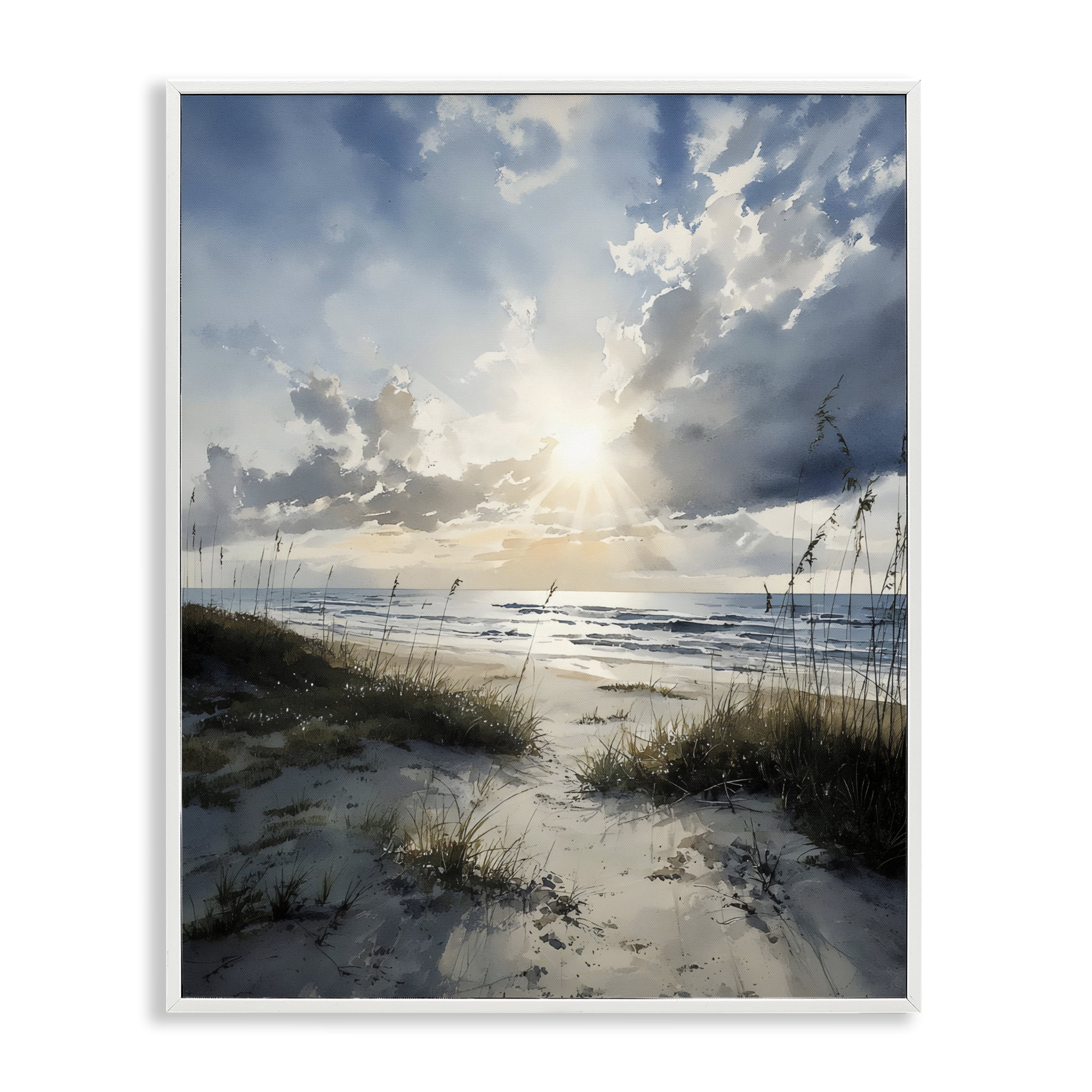 Stupell Industries Sunshine On The Beach White Framed Giclee Art, design by Franklyn Gregory