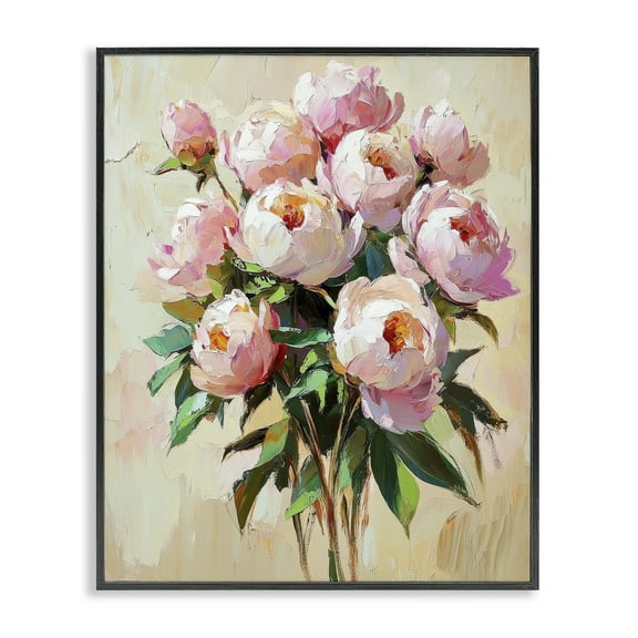 Stupell Industries Sunshine Peonies Bouquet Black Framed Giclee Art design by Petal Prints Design, 14 x 11