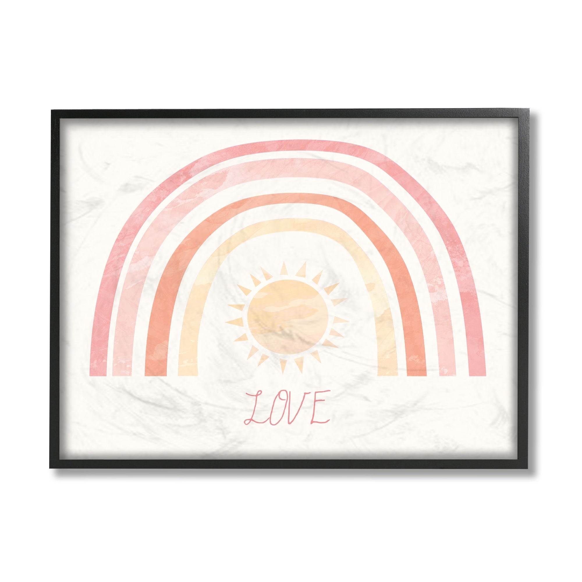 Stupell Industries Sunshine Rainbow with Love Text Red Yellow Black Framed by Daphne Polselli