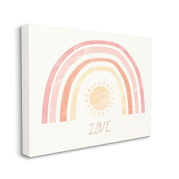 Stupell Industries Sunshine Rainbow with Love Text Red Yellow Canvas Wall Art by Daphne Polselli