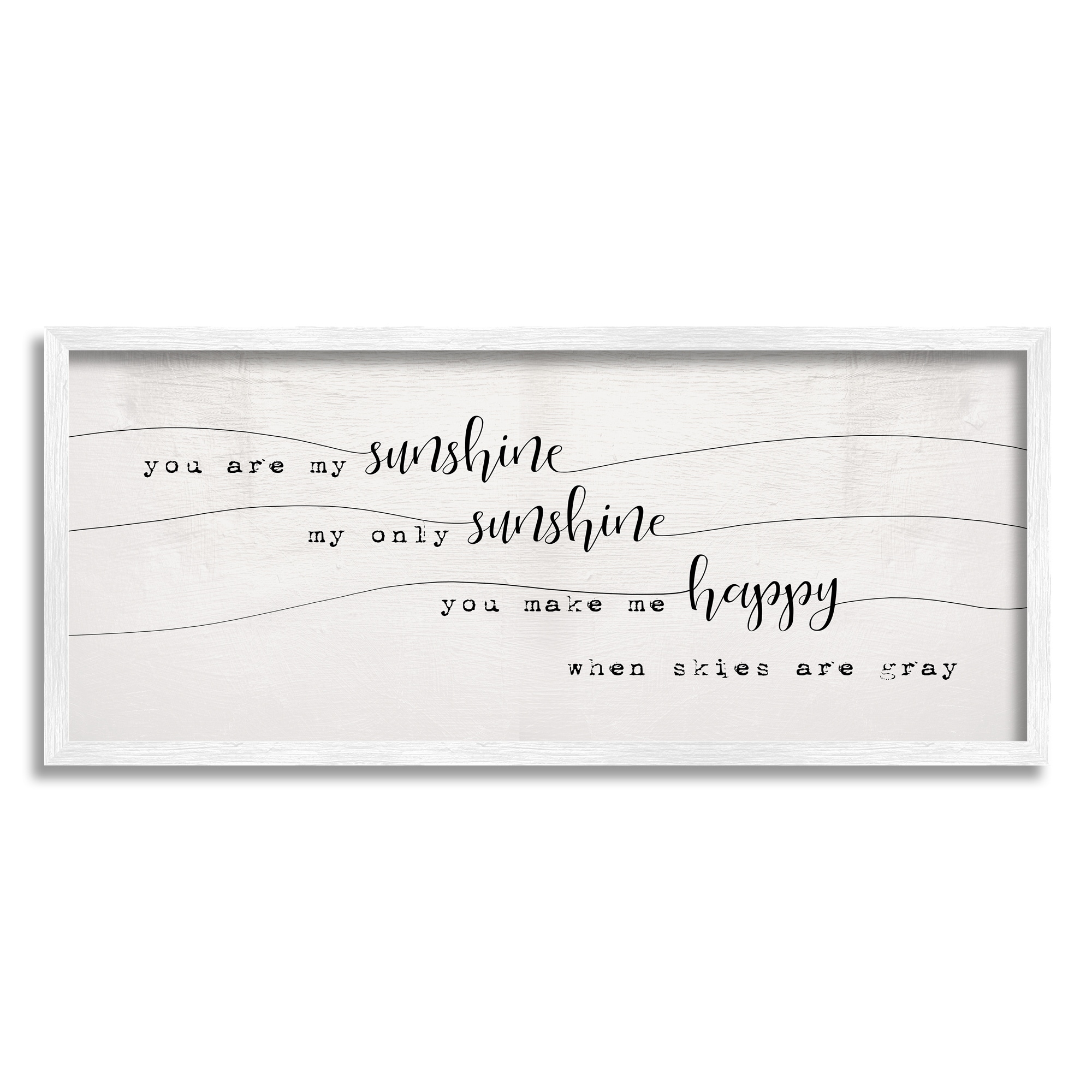 Stupell Industries My Only Sunshine Sentiment Whimsical Script Typography Modern Painting White Framed Art Print Wall Art, 10 x 24, Design by Daphne Polselli
