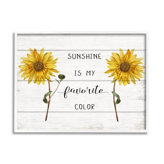 Stupell Industries Sunshine is My Favorite Color with Sunflower Accents Graphic Art Framed Art Print Wall Art, 14x11, By Daphne Polselli