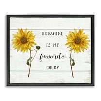 Stupell Industries Sunshine is My Favorite Color with Sunflower Accents Jet Black Framed Floating Canvas Wall Art, 16x20, by Daphne Polselli