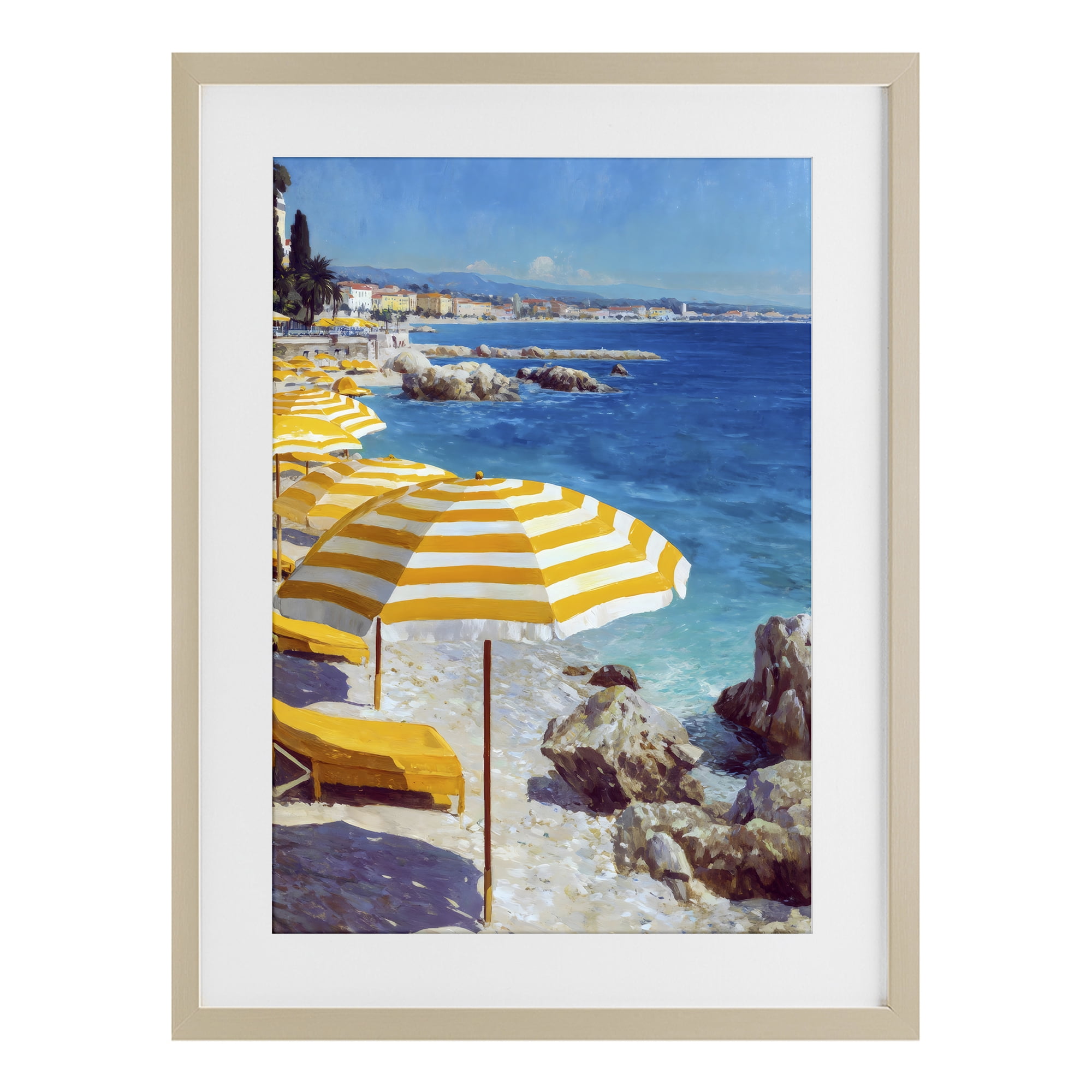 Stupell Industries Sunshine on the Shore Birch Framed Print Under Glass, design by Petal Prints Design