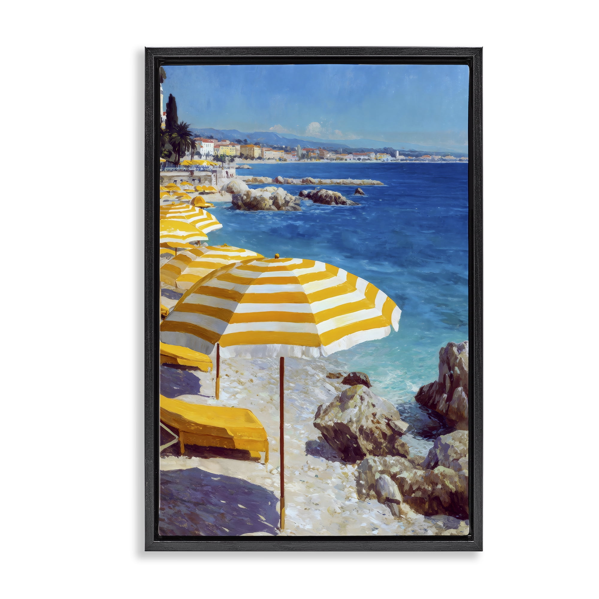 Stupell Industries Sunshine on the Shore Black Framed Floater Canvas Wall Art, design by Petal Prints Design