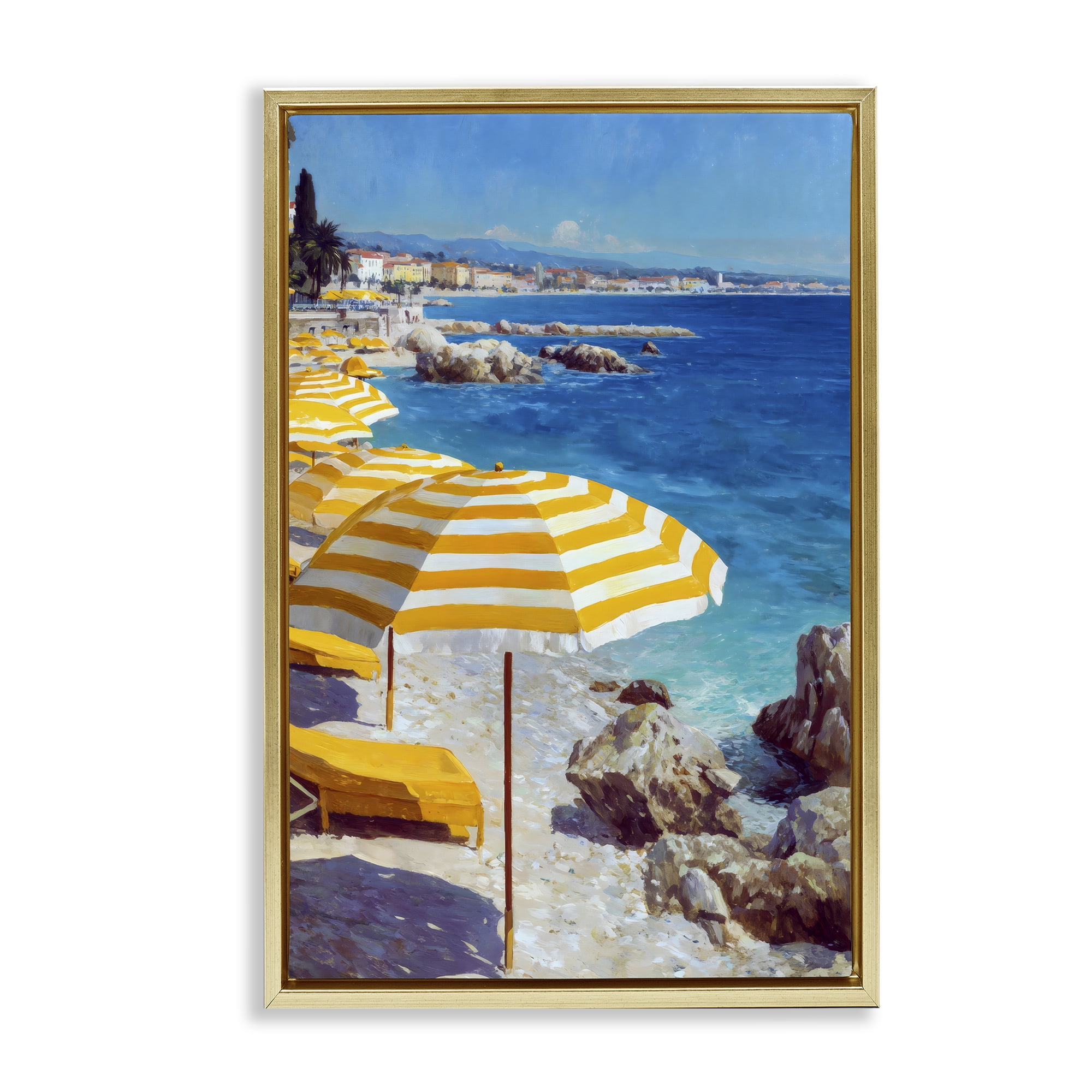 Stupell Industries Sunshine on the Shore Gold Framed Floater Canvas Wall Art, design by Petal Prints Design