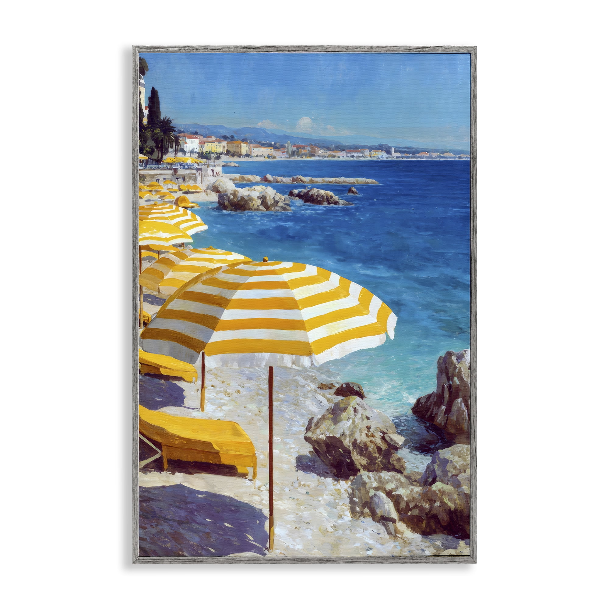 Stupell Industries Sunshine on the Shore Gray Framed Giclee Art, design by Petal Prints Design