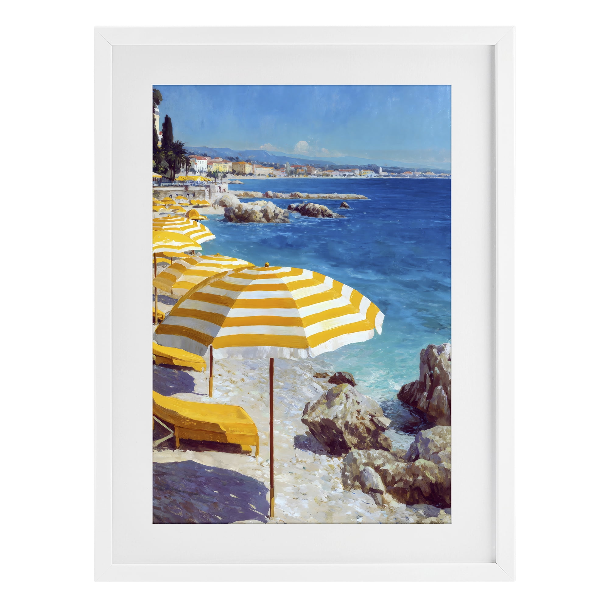 Stupell Industries Sunshine on the Shore White Framed Print Under Glass, design by Petal Prints Design