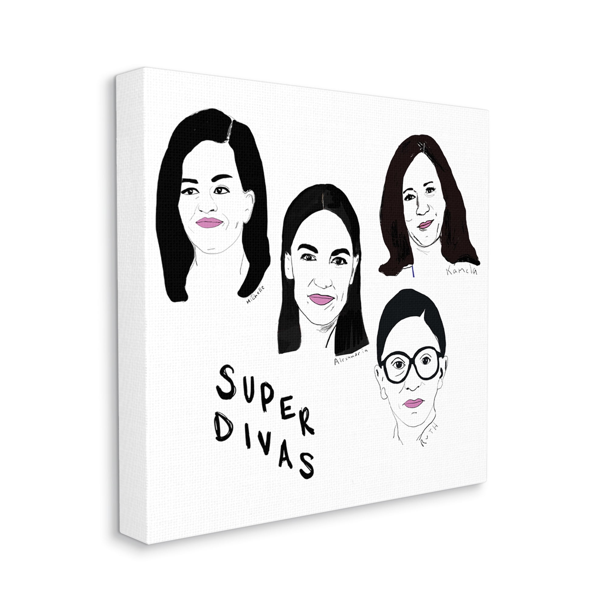 Stupell Industries Super Divas Phrase Prominent Female Political Figures Novelty Painting Gallery Wrapped Canvas Art Print Wall Art, 36 x 36