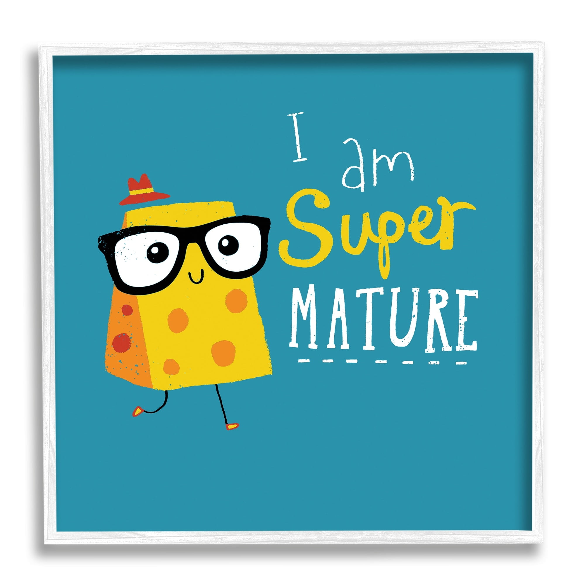 Stupell Industries Super Mature Swiss Cheese Humor Phrase Typography Framed Wall Art, 12 x 12, Design by Michael Buxton
