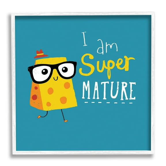 Stupell Industries Super Mature Swiss Cheese Humor Phrase Typography Framed Wall Art, 17 x 17, Design by Michael Buxton